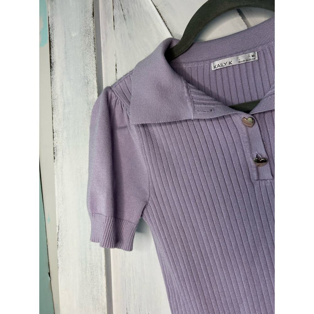Kaily K Heart Button Lavendar Sweater top